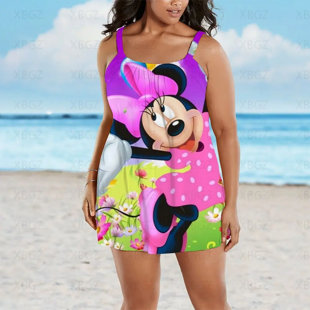 Elegant Dresses for Women Cartoon Plus Size Summer Outfits Chic Woman Dress Sexy 2022 Sleeveless Sling Disney Boho Beach Mickey