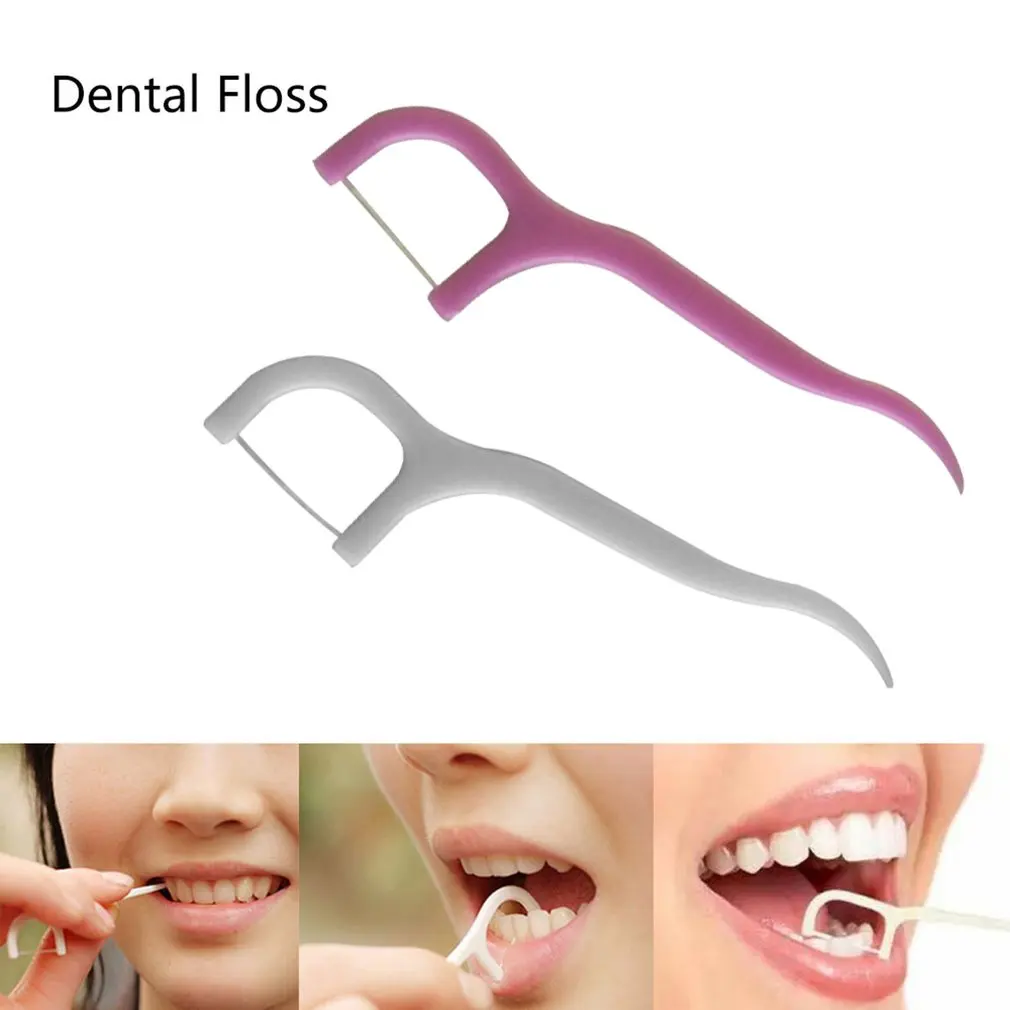 

HOT 50pcs 2 in 1 Dental Floss Pick Tooth Care Thread Peeling Stick Oral Gum Hygiene Tooth Picks Teeth Cleaner Clean Tools