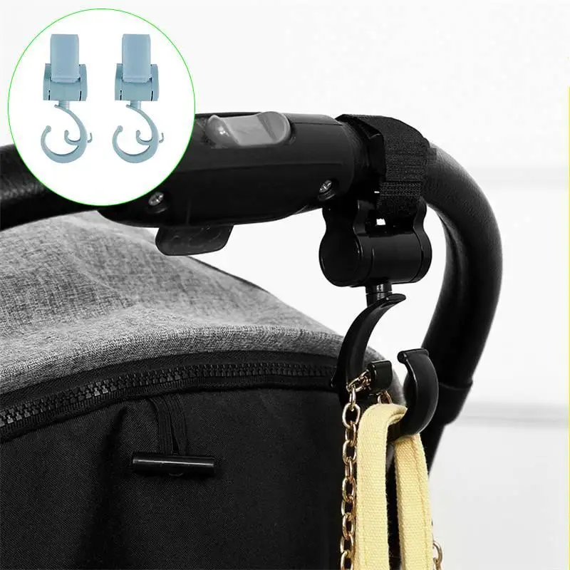 

2Pcs/Set ABS Plastic Baby Stroller Hooks 360 Degrees Hook Helmet Hanging Bag Car Seat Hooks Rotatable Car Buckle Accessories