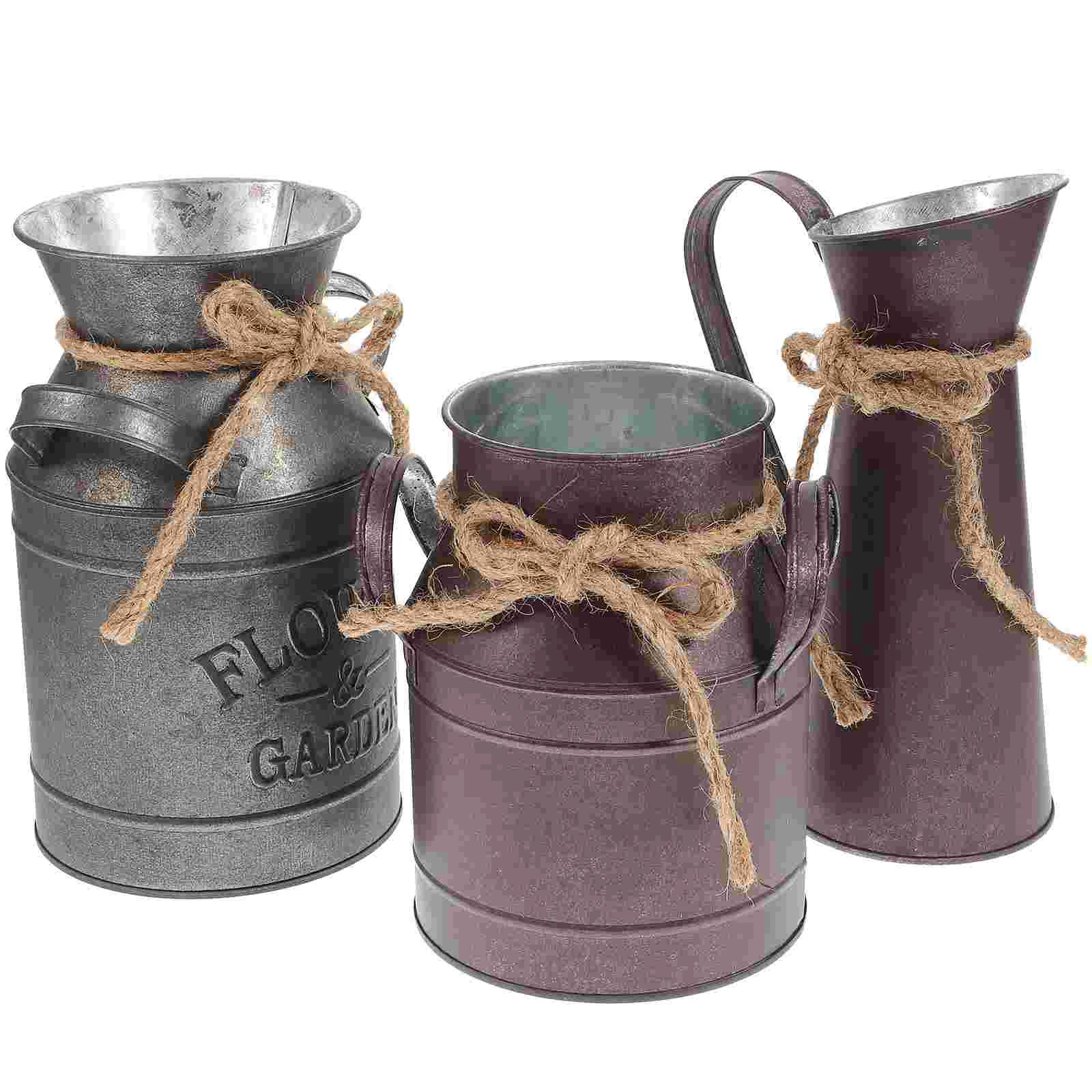 

3pcs Flower Pot Metal Flower Basket Bonsai Pots Planter Gardening Buckets for Home Shop ( )
