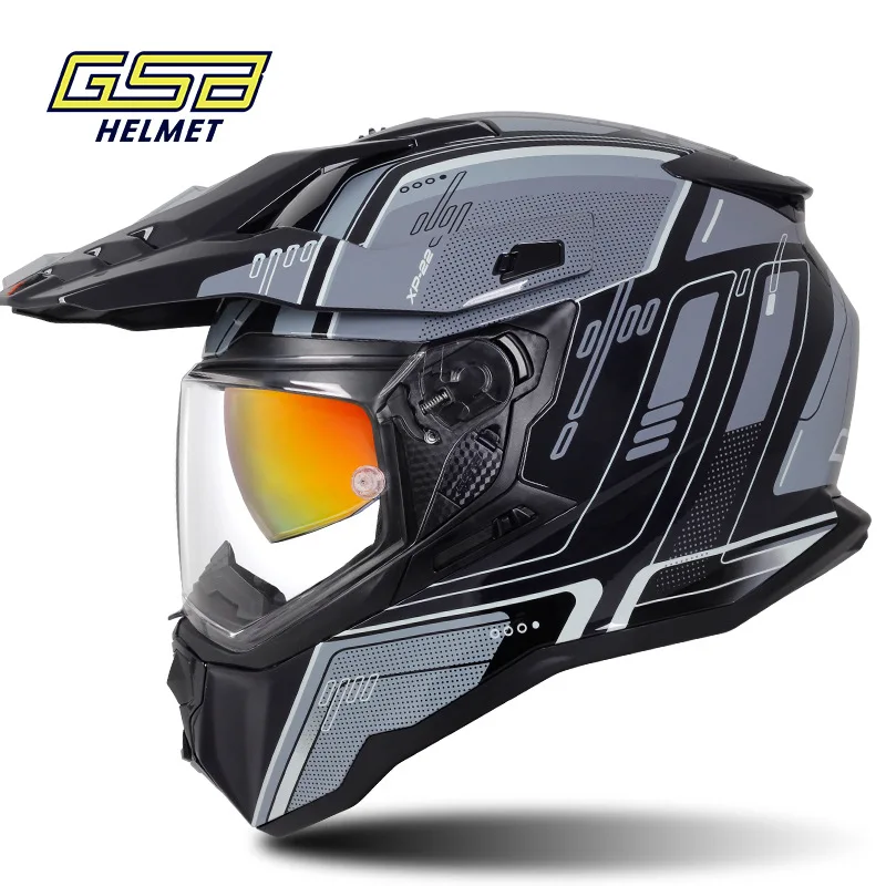 GSB Motorcycle Helmet ECE DOT Certification Full face Double lens Racing Off-road Cascos Para Moto Capacetes Casco