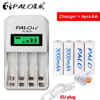 palo 100 original battery aa 1 2v nimh aa rechargeable battery 3000mah ni mh 2a aa batteries and 1 2v lcd smart battery charger