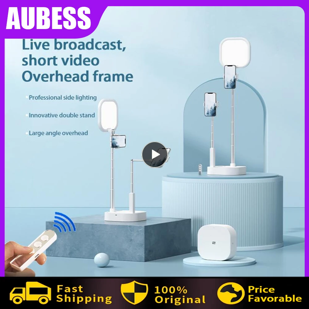 

V8 Portable Phone Holder Retractable Wireless Live Broadcast Stand Dimmable LED Video Fill Light With Remote Control For iPhone