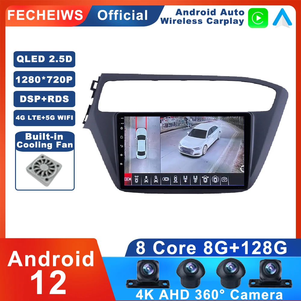 

9 Inch Android 12 For Hyundai i20 Left Hand Drive 2018 Car Radio Wireless Carplay Auto BT Multimedia Autoradio No 2din WIFI DSP