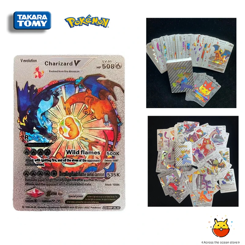 54 шт./набор Карты Покемон Металлическое Золото Vmax GX Карта Энергии Чаризард Пикачу Редкая Коллекция Боевой Тренер Детские Игрушки Подарок