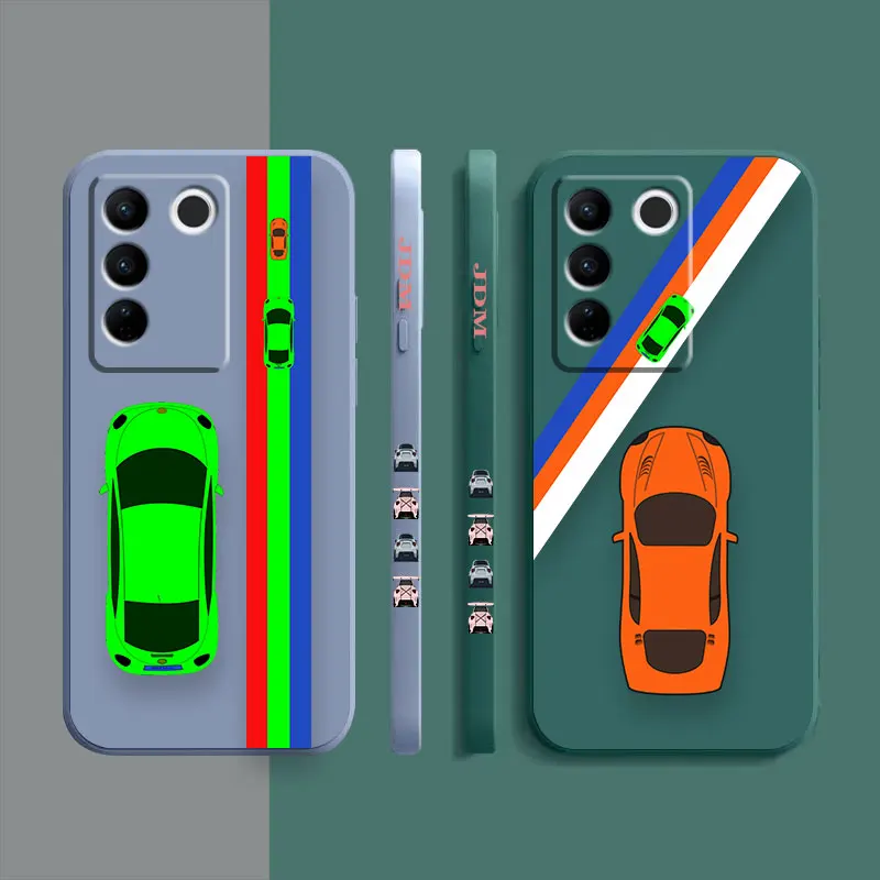 Case For VIVO S5 S6 S7 S9 S9E S10 S12 S15 S16 S16E V19 V20 V21 V23 V25 V27 PRO 5G Case Funda Cqoue Shell Capa Cartoon Sports Car
