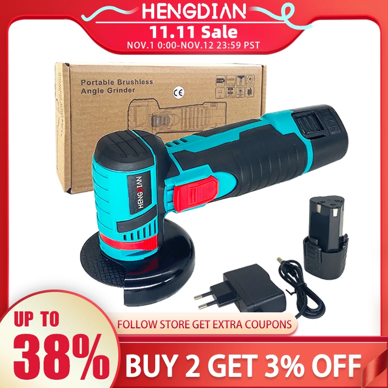 

12V Mini Angle Grinder Brushless Polishing Grinding Machine 19500RPM Cordless Cutter Electric Power Tools With Lithium Battery