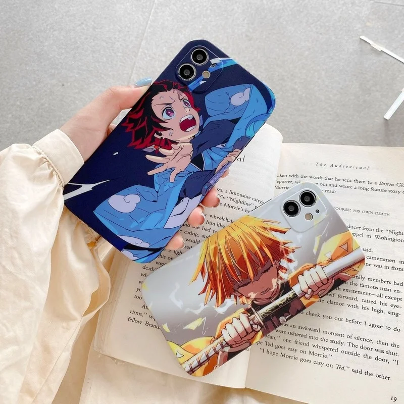 

Anime Demon Slayer Tanjirou Zenitsu Phone Case Cover for IPhone 7 8 Plus 11 12 13 Pro X XR XS Max Shockproof Case
