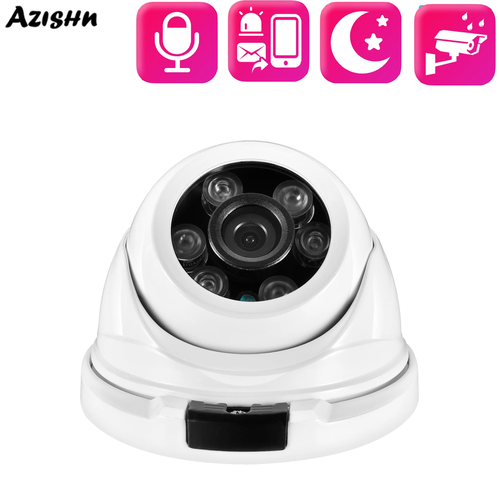 

AZISHN 4K 8MP Outdoor Metal Infrared Night Vision Hemispheric CCTV IP Camera