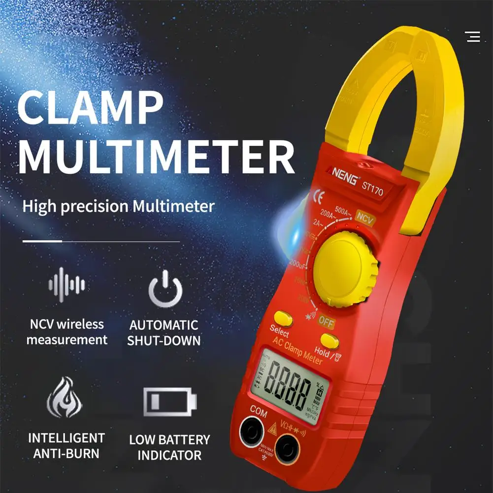 

NEW Aneng St170 Clamp Meter Digital Multimeter 500a Ac Current Voltage Tester 1999 Counts Capacitance Ncv Ohm Detection