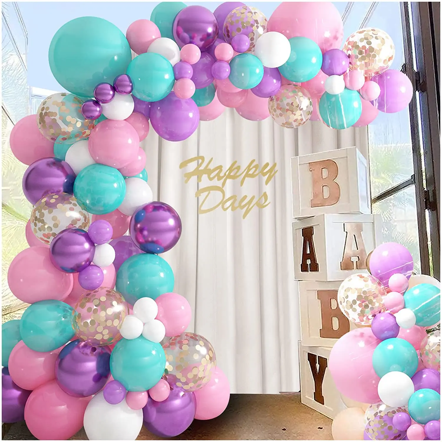 

130pcs Gold Confetti Purple Blue Pink Balloon Garland Arch Kit Wedding Girl Baby Shower Unicorn Birthday Party Decorations Kids