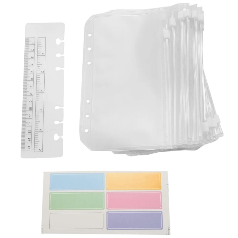 

Binder Pockets A6 Size 6 Holes Binder Zipper Waterproof PVC Cash Budget Envelopes For 6 Ring Binder Notebooks, Documents
