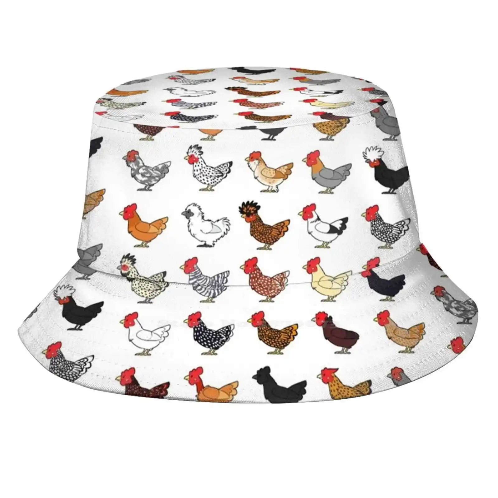 

Chicken Breeds ( Captionless ) Unisex Fashion Women Men Breathable Bucket Hats Birds Chicken Rooster Farming Poultry Pet Animal