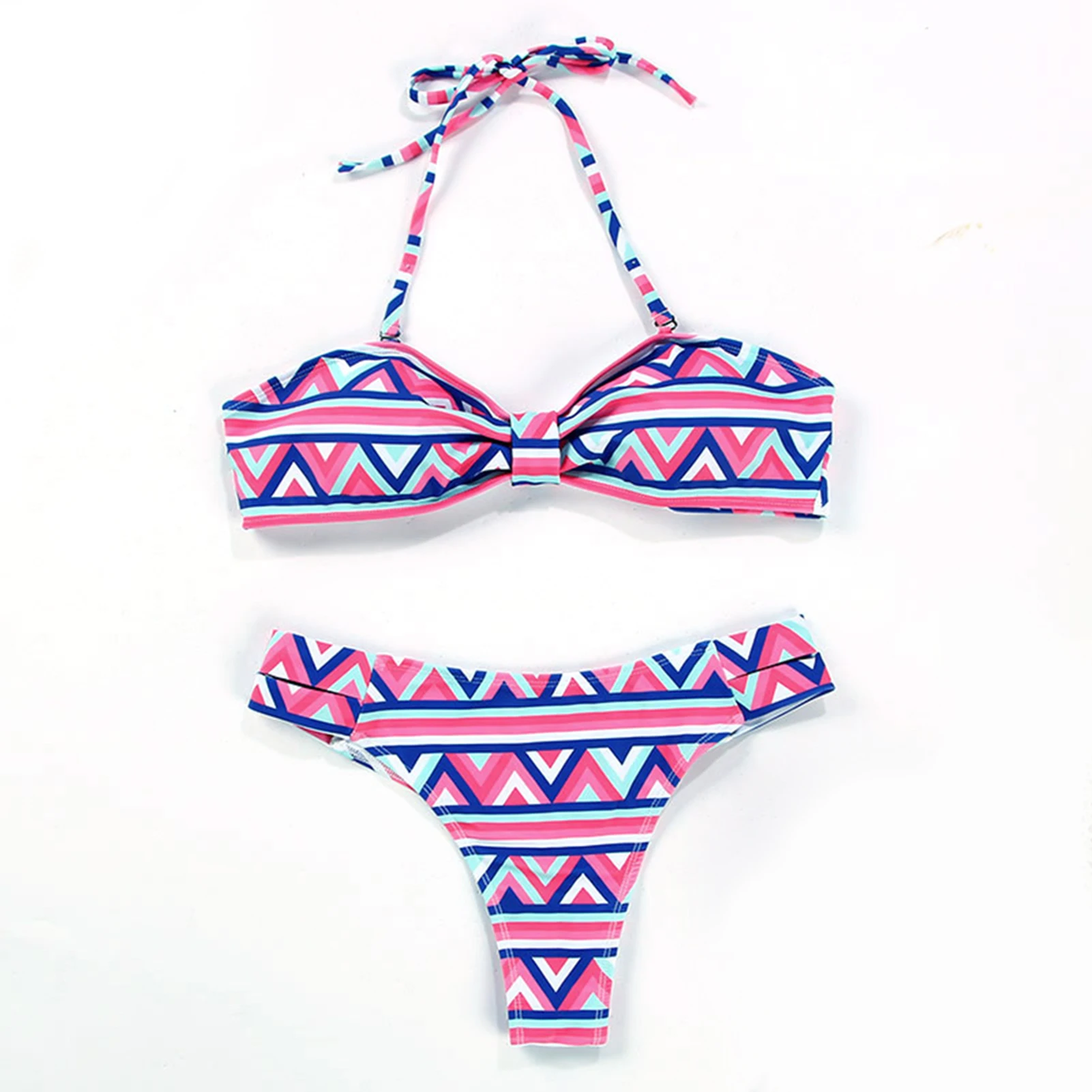 

Halterneck Women's Swimsuit Sexy Tie Backless Bikini 2-Piece Summer Swimwear Bathing Suit Sunbathing Clothes Spa Clothing ASD88
