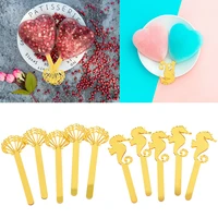 5pcs acrylic ice cream sticks gold seashell fish tail seahorse dessert diy handmade making popsicle stick party cupcake toppers
