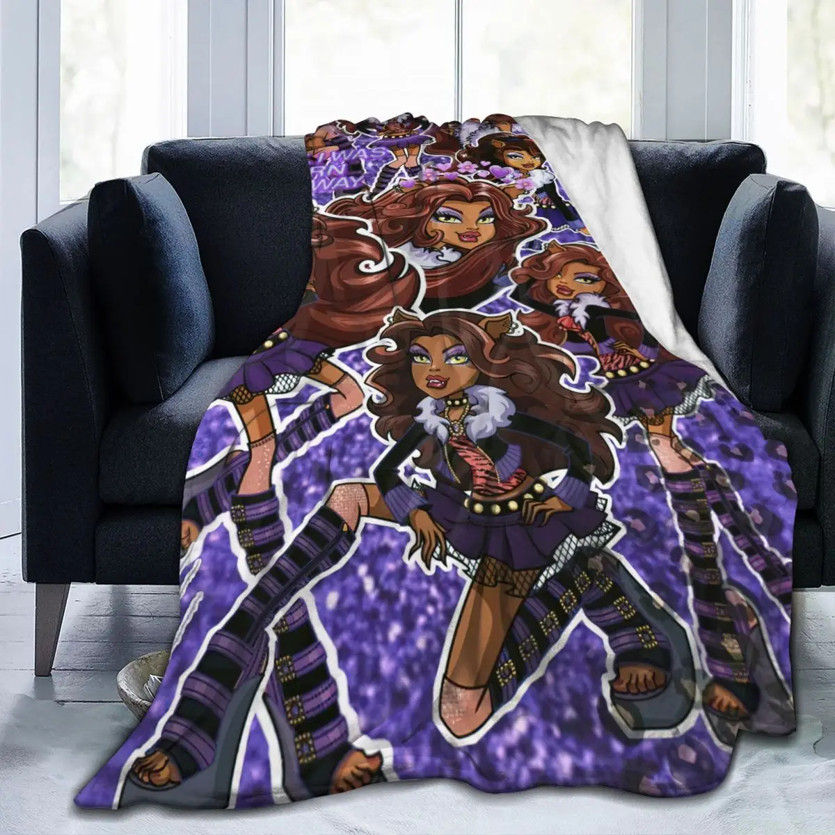 

Monster High Anime Blankets Fleece All Season Clawdeen Wolf Multifunction Lightweight Throw Blankets for Bed Car Bedding Throws