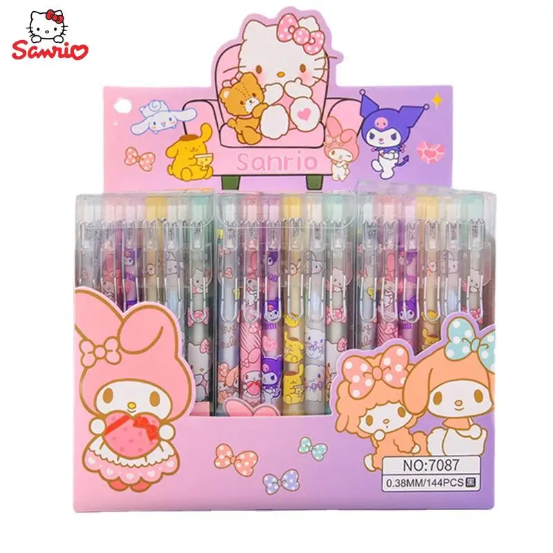 

12Pcs/box Sanrio Ball Pen Kawaii Hellokitty melody Cinnamorol Kuromi 0.5Mm Signature Pen Student Writing Pen Children Stationery