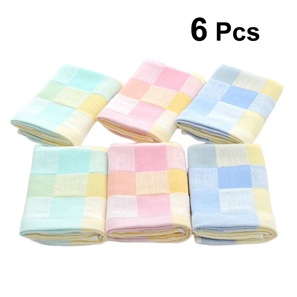 

6pcs Small Hand Towels Cotton Washcloths Bath Gauze Towels for Infant Kids