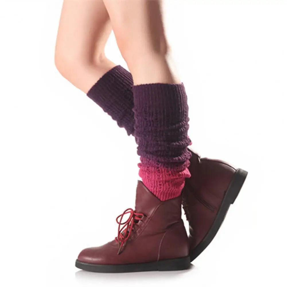 

1 Pair Women Leg Warmers Knitted Gradient Color Autumn Winter Windproof Cold Resist Boot Cuffs calentadores de pierna mujer