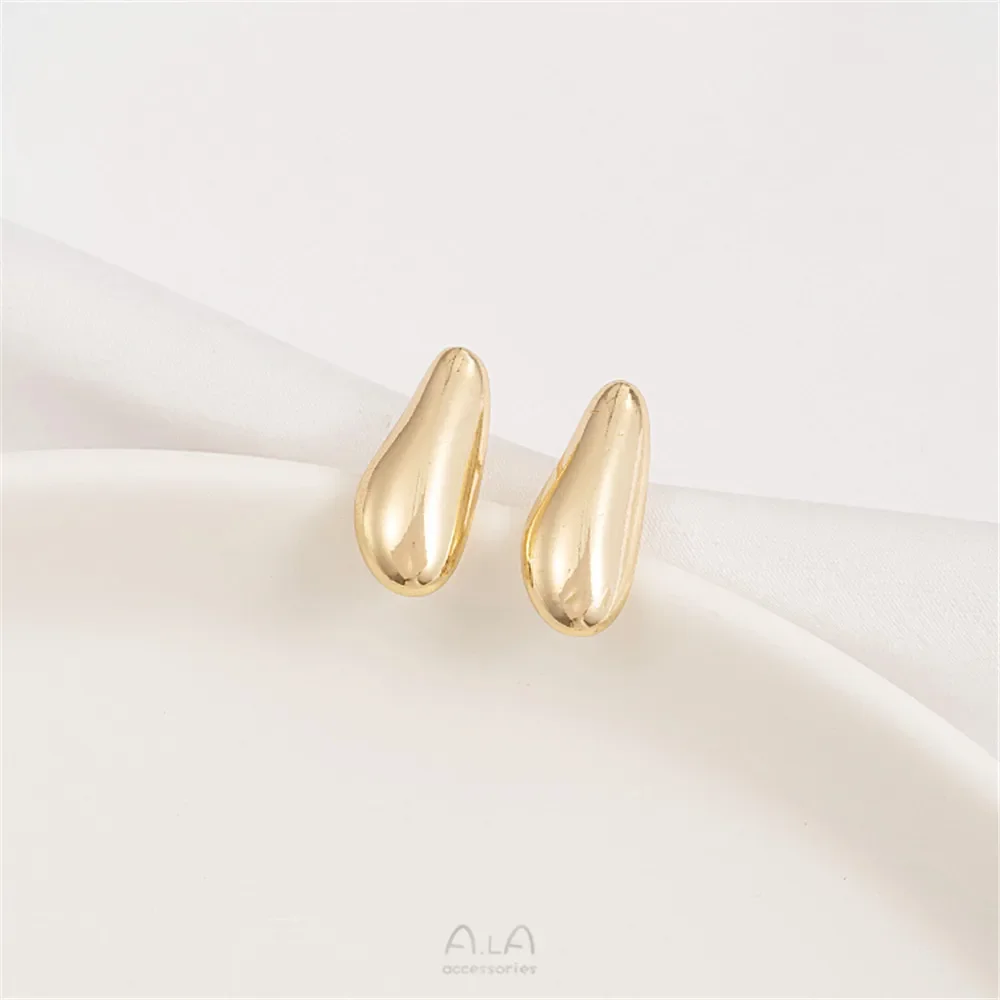 14-каратное золотое покрытие латунные гладкие овальные серьги в форме дыни с