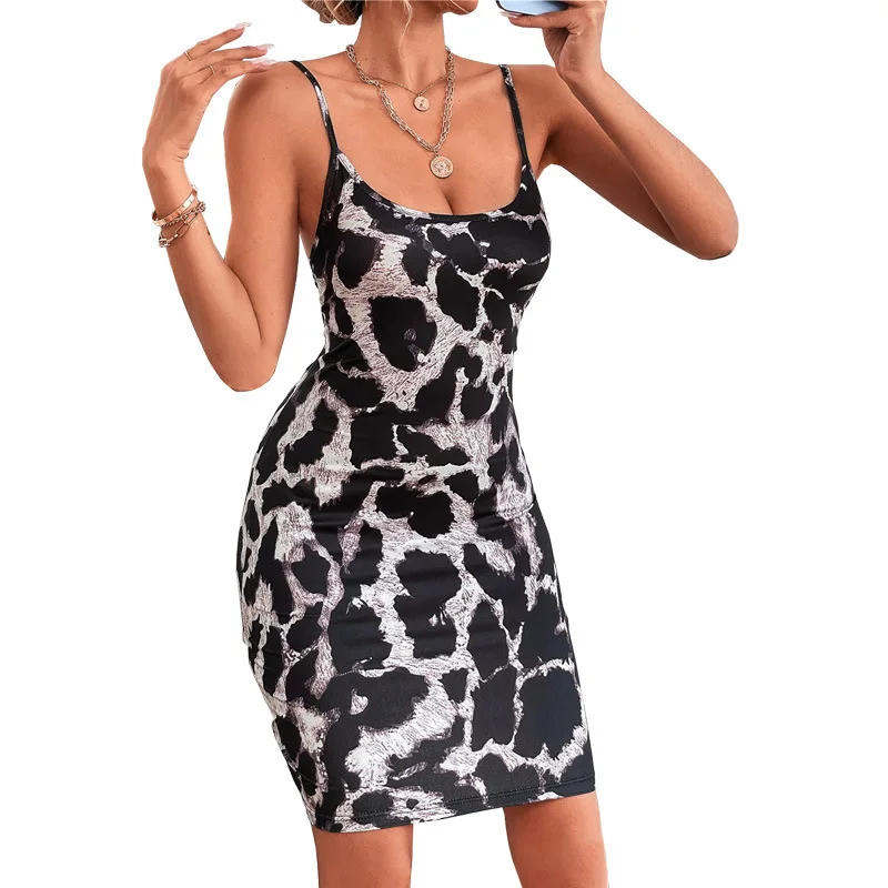 

Spring and Summer New Camisole Dress Sexy Sleeveless Leopard Print Street Style Slim Short Women's Dresses Vestido Feminino
