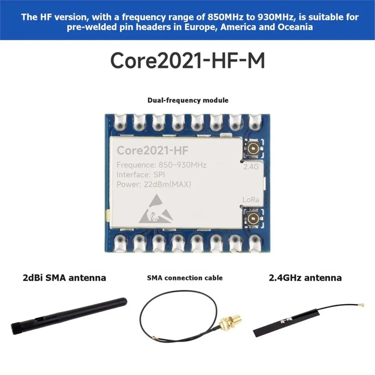 Фото Модуль DT75BG 4PCS Core2021-HF Core2021 LoRa двухдиапазонный 850МГц-930МГц LR2021 с низким энергопотреблением, мультипротокольный, для IoT, LoRaWAN, умного дома №4