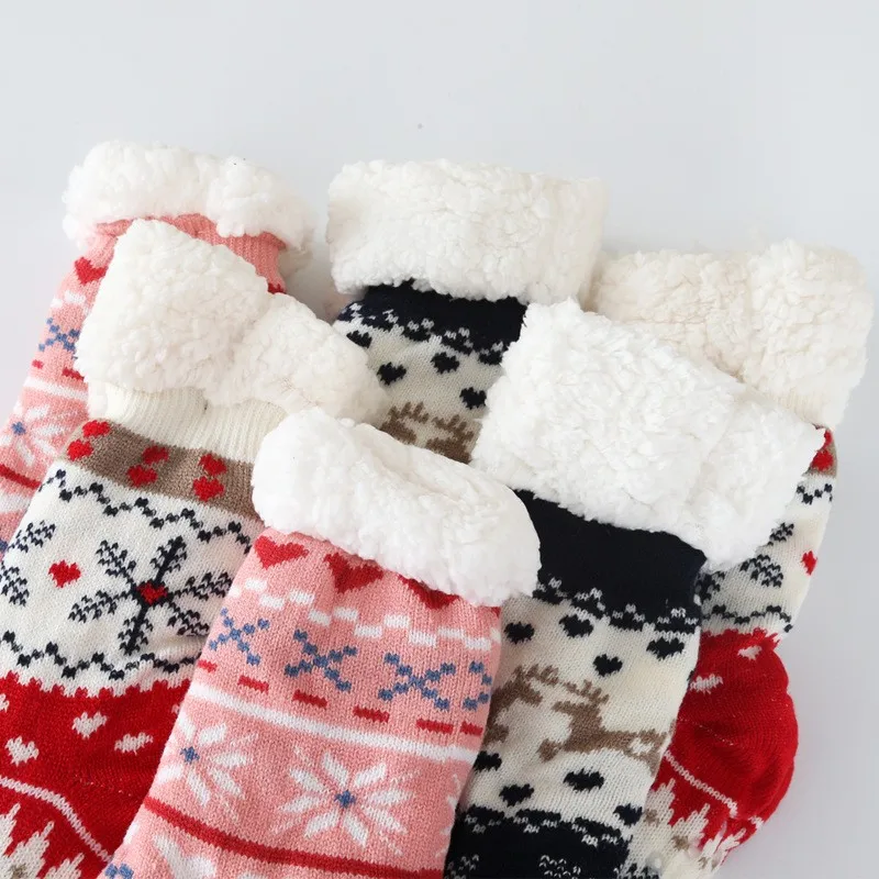 Cotton Thickened Women's Winter Socks Christmas Warm Socks Cute Elk Home Sleep On The Floor Socks Girls Funny Holiday Gifts