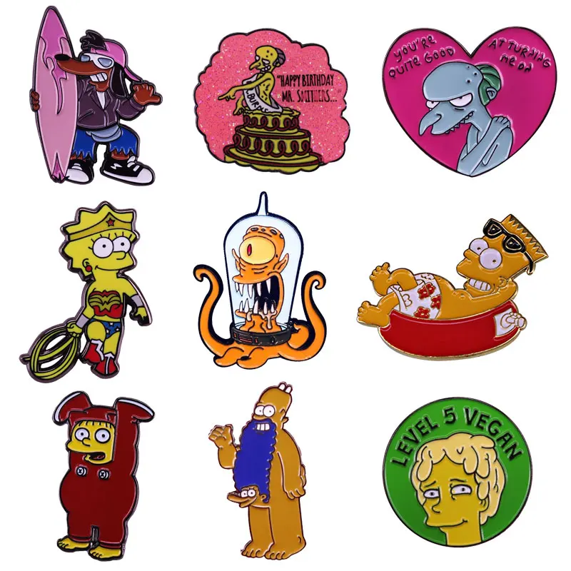 

Simpsons Cartoon Brooch Funny Anime Metal Lapel Pin Collect Denim Jacket Backpack Badge Decoration Given Friends And Fans Gifts