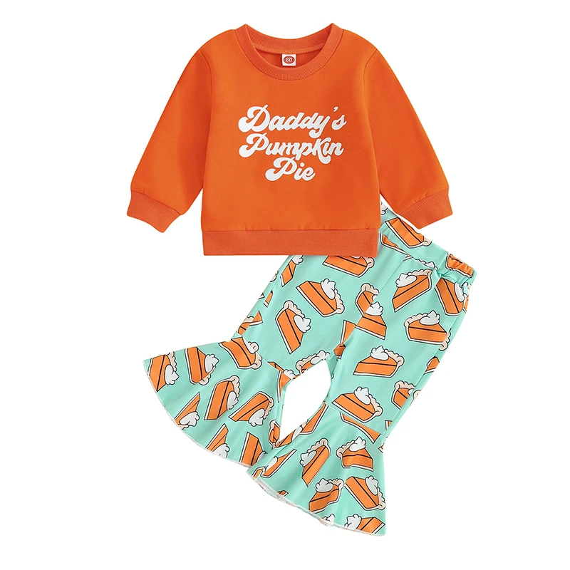 

Детский костюм из свитшота с круглым вырезом и расклешенных брюк