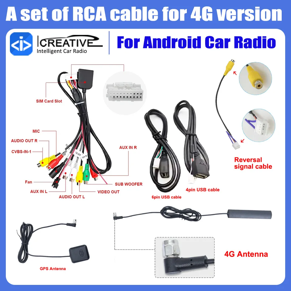 

Адаптер RCA-выхода для автомагнитолы 4G/WIFI, микрофон AUX для Android-магнитолы, USB-антенна GPS, аудио