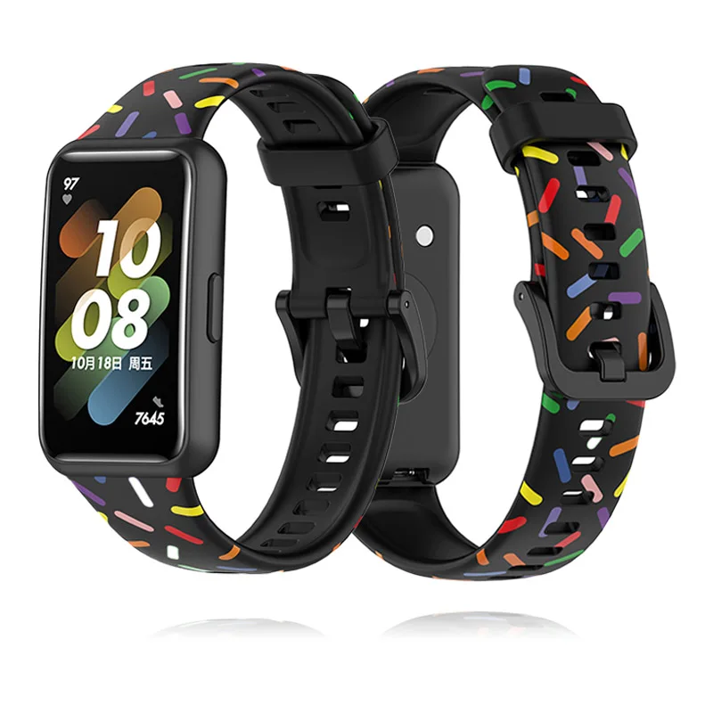 

Silicone Strap For Huawei Band 7 8 Print SmartWatch Accessories Replacement watchband Wristband bracelet for Huawei Band 7 8