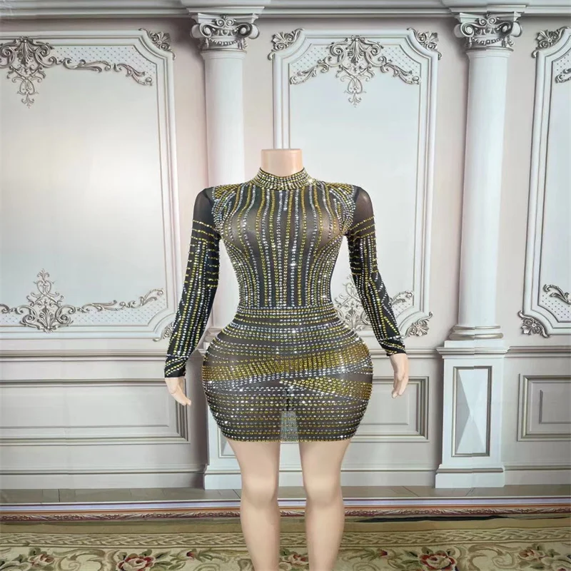 

Q609 Pearls New Rhinestone Long Sleeves Catwalk Outfit Costume Performance Indoor Birthday Modern Fashion Singer Siamese Leotard