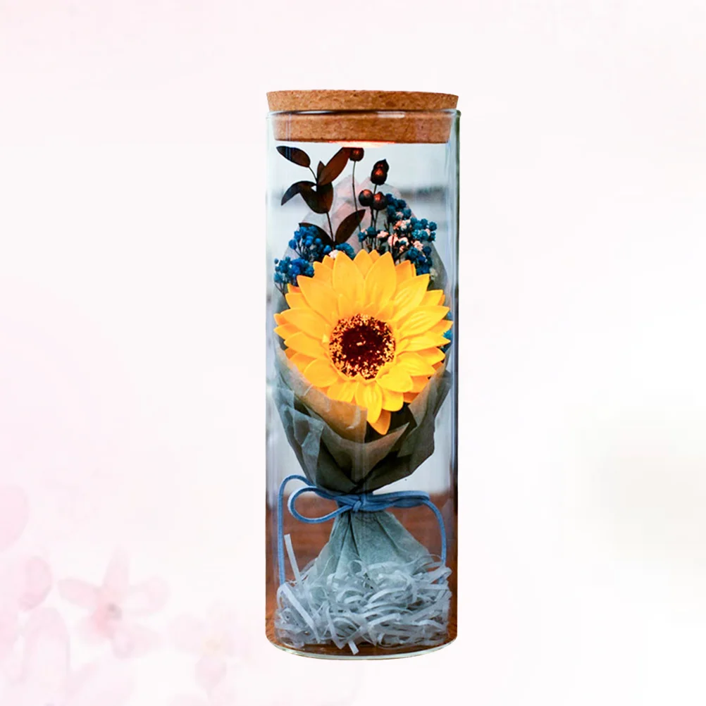 

Flower Preserved Glass Light Rose Eternal Dome Realsoap Bottle Led Night Artificialwishing Flowers Romantic Decor Gift