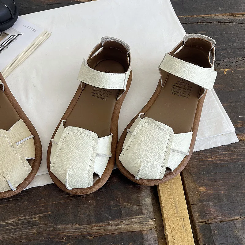 Careaymade-Genuine leather soft soles summer hollowed out sandals,handmade original cowhide breathable Comfortable women's shoes