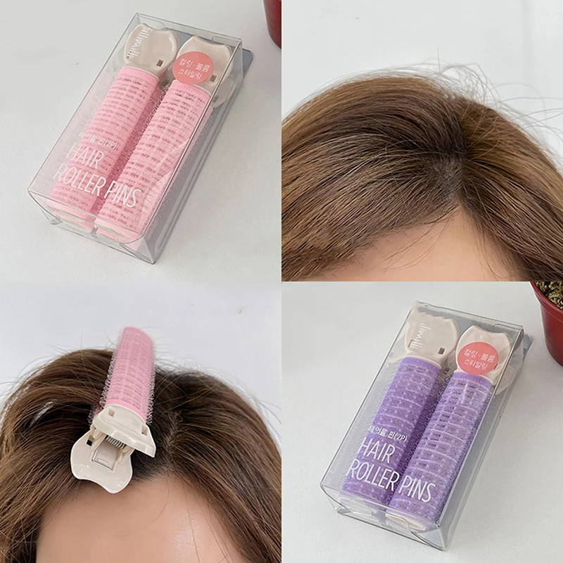 

2Pcs Bangs Hair Root Fluffy Lazy Hair Clips Hair Top Styling Hairpins Hair Rollers Bangs Curling Barrel Hair Clips Curlers Tools