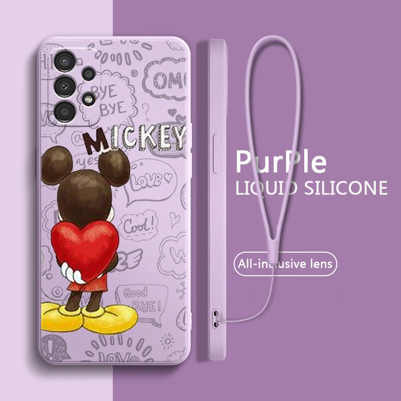 

Mickey Mouse Love Cute For Samsung A73 A72 A54 A53 A52S A42 A34 A33 A32 A23 A22 A14 A13 A12 Lite Liquid Rope Phone Case