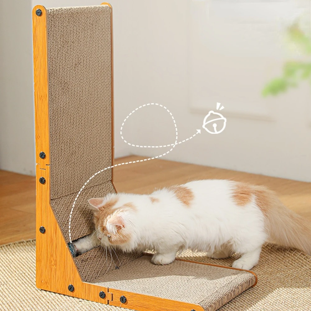 

L-образная Вертикальная износостойкая кошачья решетка для кошачьего гнезда Встроенная кошачья щетка для защиты от царапин большая гофрированная бумага