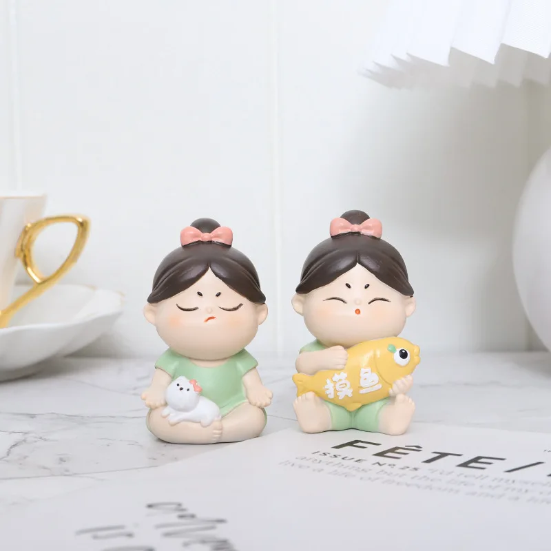 

Cute Handicraft Resin Car Ornaments Dashboard Decoration Creative Little Buddhist Girls Dolls Car Kawaii Accessories for Women