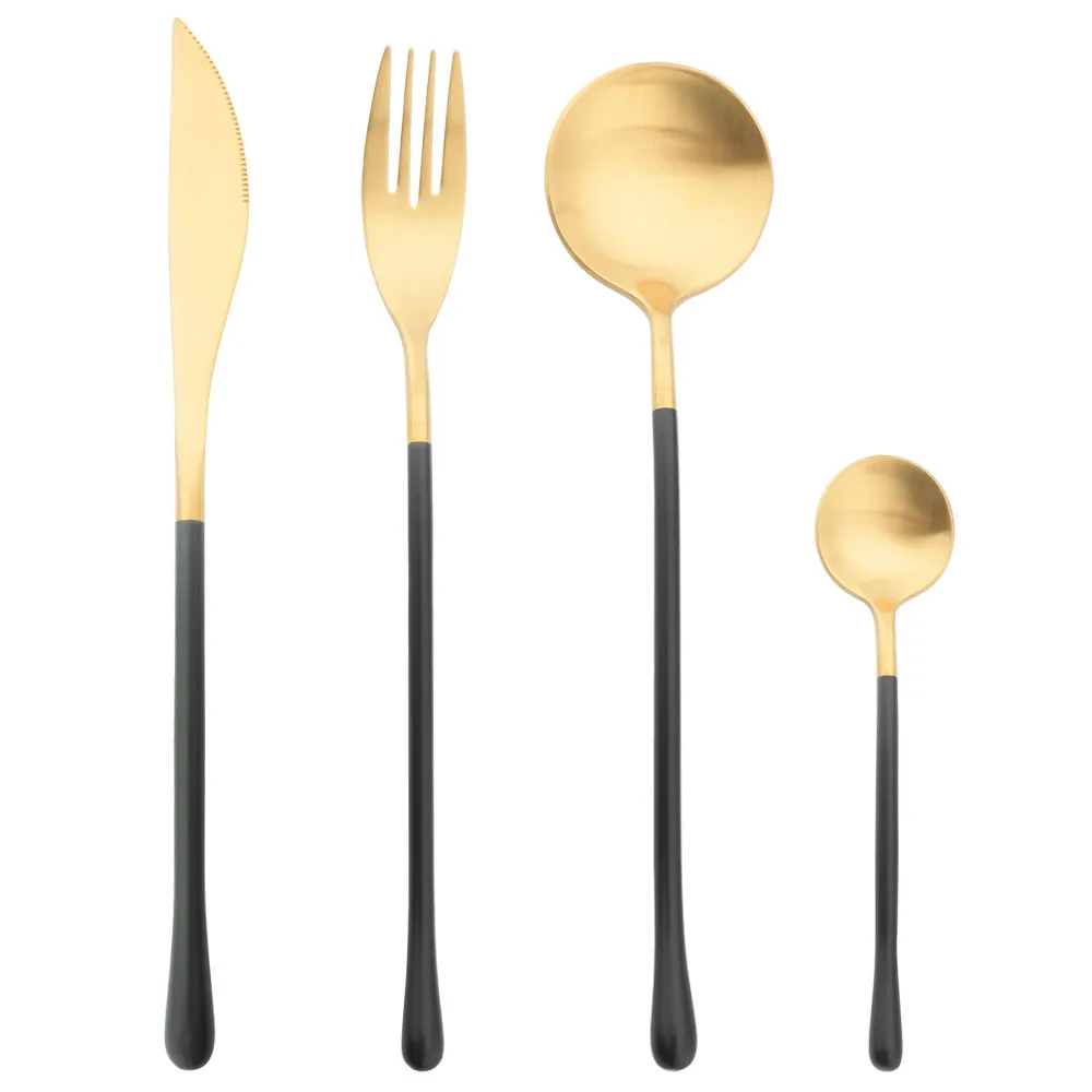 

Drmfiy Matte Vintage Dinnerware Set 304 Stainless Steel Tableware Kitchen Knife Fork Spoons Cutlery Set 4Pcs Western Flatware