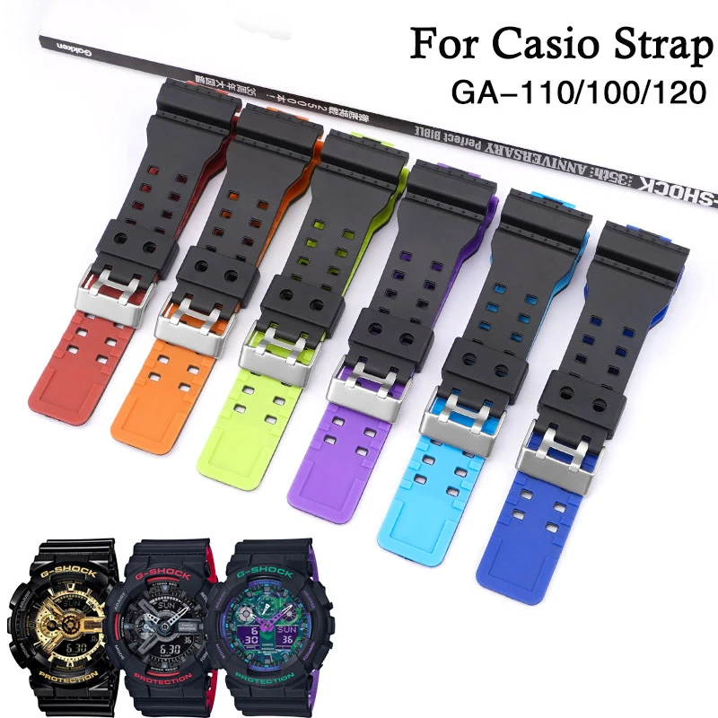 

Fashion Two-color Replacement Watch Strap For Casio GA100/110/120/140/300/400/700 High Quality Resin Durable Bracelet Watchband