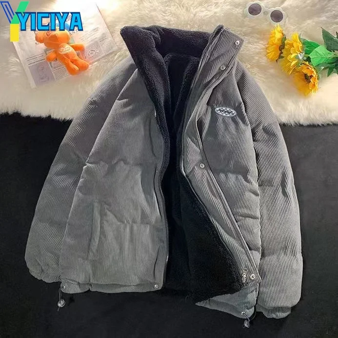 YICIYA Winter Jackets 2023 Woman Corduroy Vintage Cotton Parkas Coat Fashion Thick Warm Clothes Loose Double-sided Outerwear Y2k
