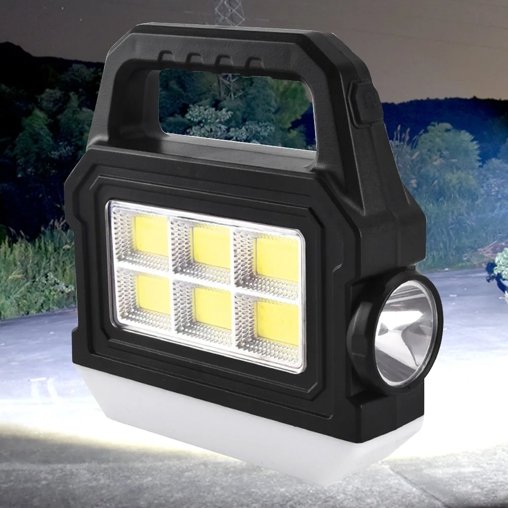 

COB+LED Solar Lantern Micro USB Charging Waterproof Solar Flashlight 5V 1A 500lm 1800mAh Emergency Power Bank for Camping Hiking