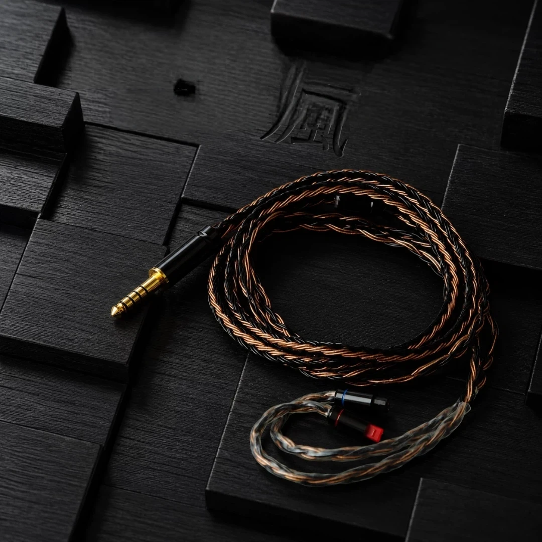 Фото Кабель IM Pin с микрофоном для Audio-Technica IM50, IM70, IM01, IM02, IM03, IM04, 4.4 мм, балансный, 16-жильный, черный/коричневый, мягкий провод для внутриканальных наушников №1