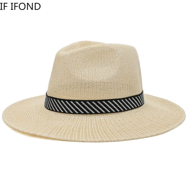 

Men Straw Hats Summer Hollow Breathable Sun Hats Wide Brim Windproof Rope Beach Caps Panama Jazz Caps Sombreros De Mujer
