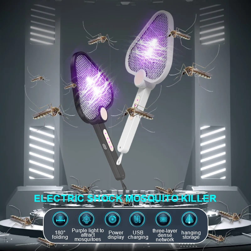 

Mosquito Killer Lamp Electric shocker Bug Zapper Trap 4 IN 1 Mosquito Swatter USB Charging Mosquito Trap UV Light Anti Insect