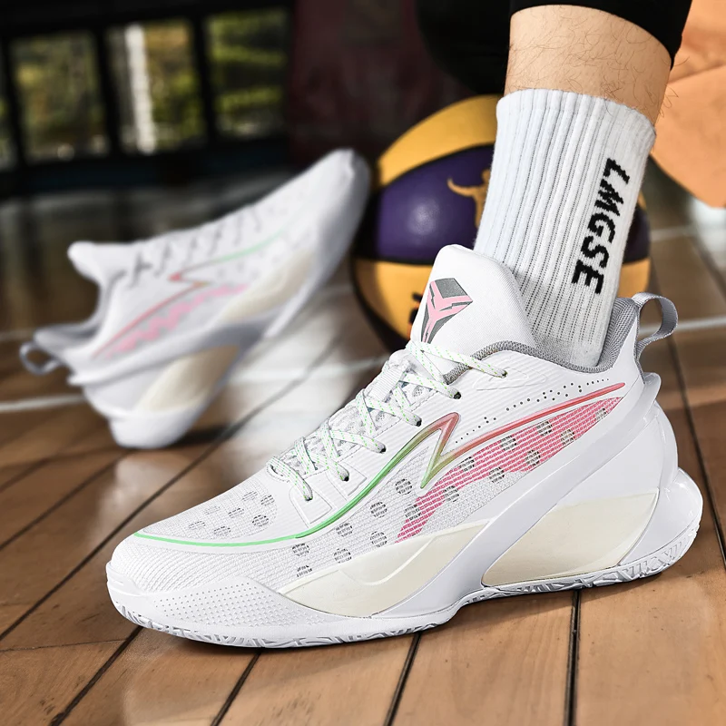 Brand Fashion Purple Men Professional Basketball Shoes Cushioning Non-Slip Sport Shoes Trainer Women Athletic Basketball Sneaker