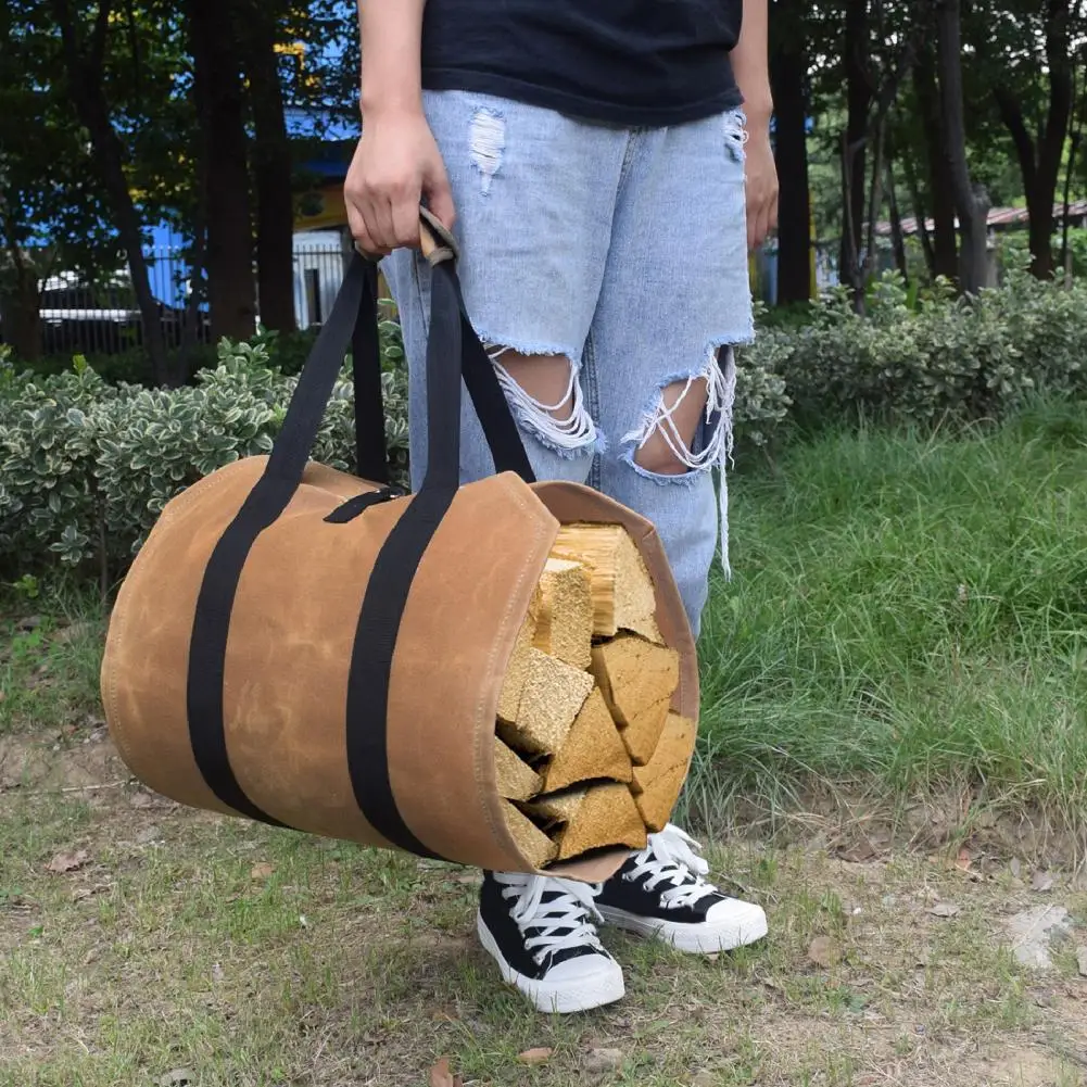 

Firewood Bag Large Capacity Dirt-proof Waxed Canvas Firewood Totes Holders for Wood Carrying