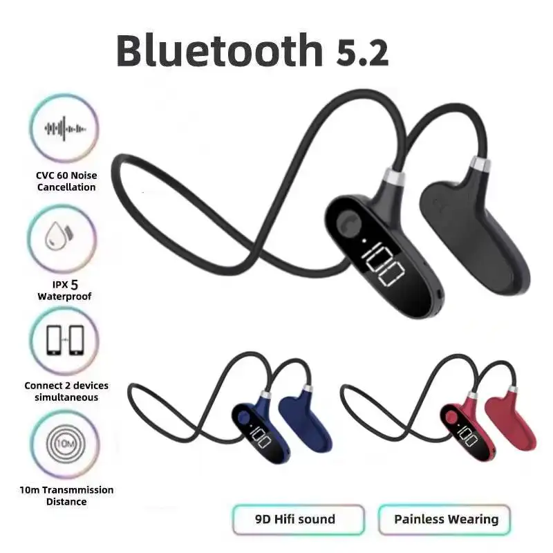 Фото Xiaomi H18 Беспроводные Bluetooth 5,2 наушники Спортивная водонепроницаемая гарнитура Цифровые OWS наушники с гладкой звуковой проводимостью на шею №4