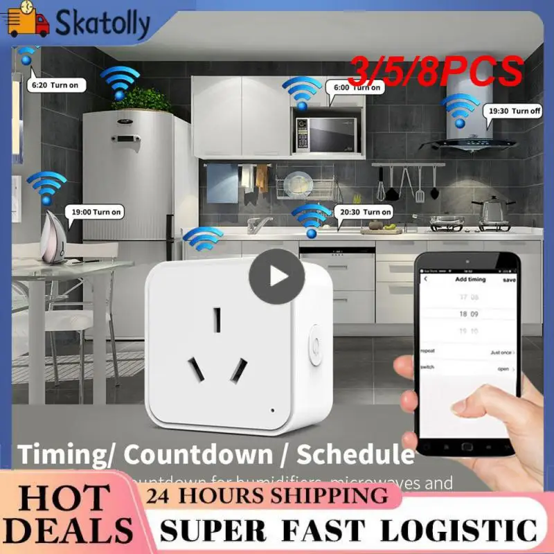 

3/5/8PCS Tuya Zigbee Socket Outlet Voice Control Tuya Zigbee3.0 Smart Life App Timing Function Smart Plug Smart Home