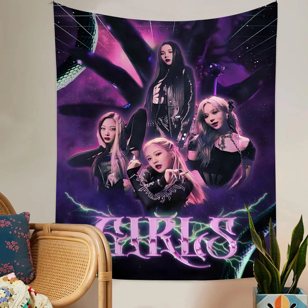 Kpop A-Aespa Anime Tapestry Wall Hanging Decoration Household Home Decor